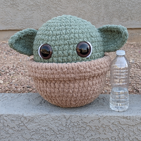 Handmade Handcrafted Crocheted Crochet Grogu Baby Yoda Plushie Squishmallow - Picture 2 of 2